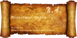 Nicsinger Anita névjegykártya