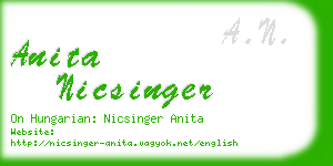 anita nicsinger business card